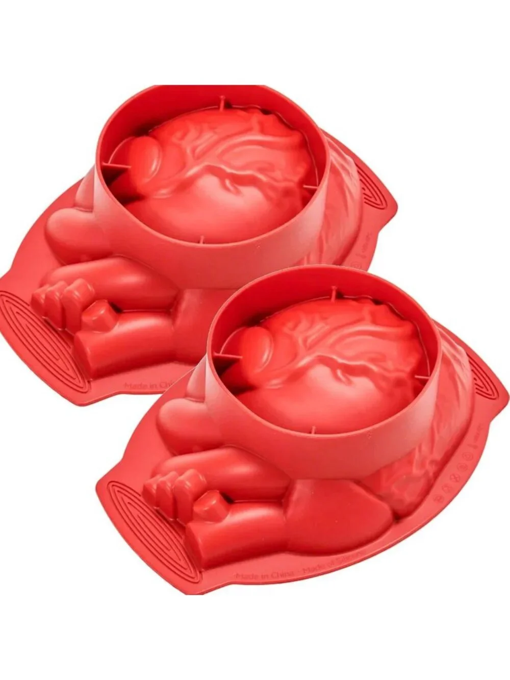2 Pack Silicone Heart Molds with Base for Halloween Treats, Cakes & Chocolates